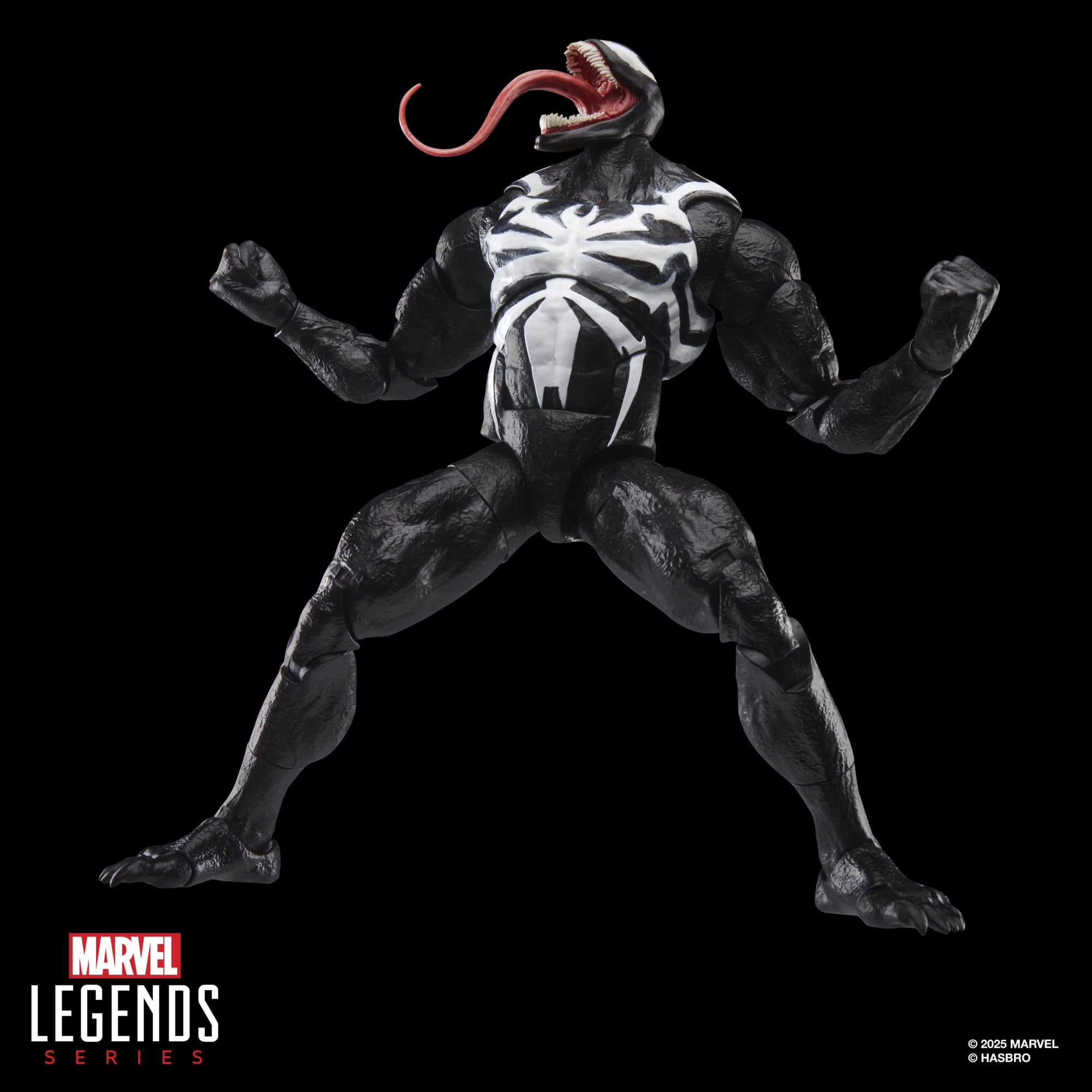 Marvel Legends Gamervers Venom 10.5-inch scale, stands out on a shelf.