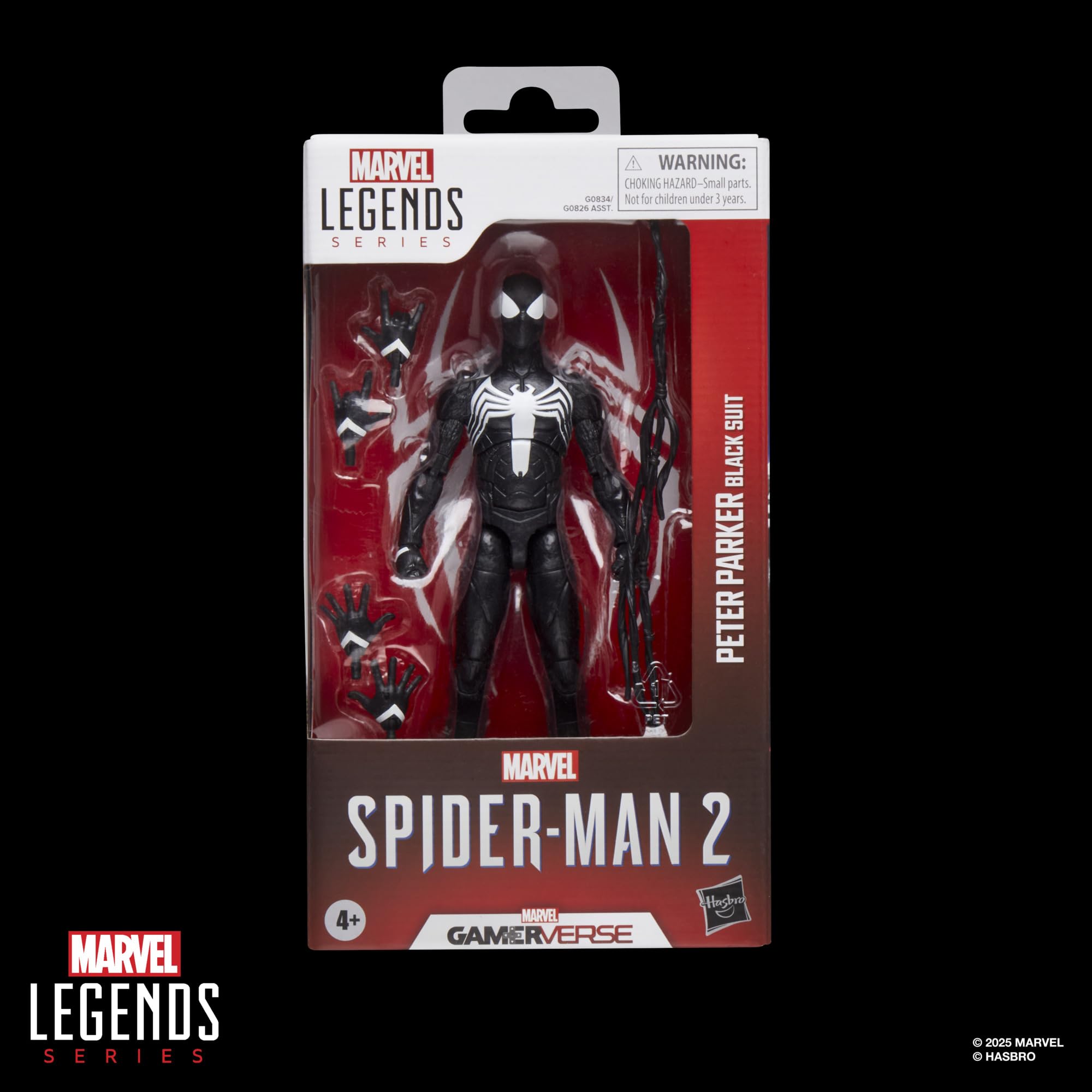 Marvel Legends GamerVerse Peter Parker Black Suit figure shows high articulation for dynamic poses