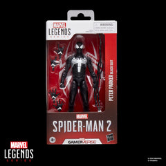 Marvel Legends GamerVerse Peter Parker Black Suit figure shows high articulation for dynamic poses
