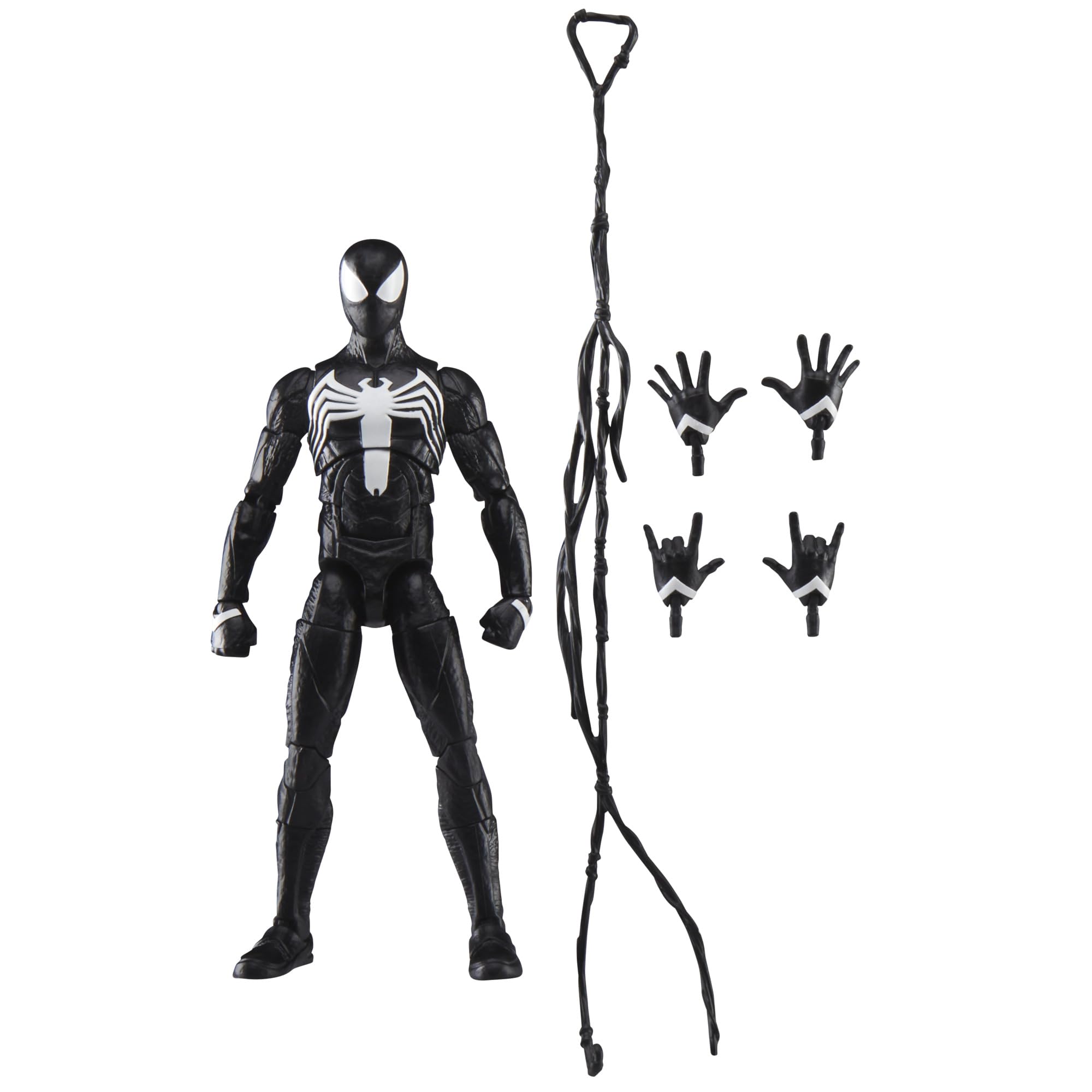 Marvel Legends GamerVerse Peter Parker Black Suit figure front pose for display
