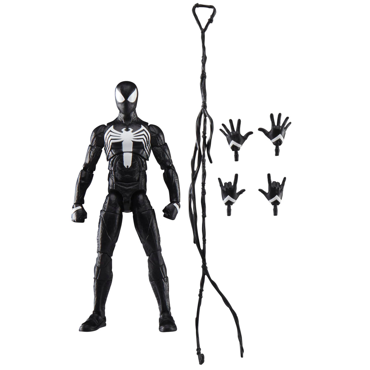 Marvel Legends GamerVerse Peter Parker Black Suit figure front pose for display