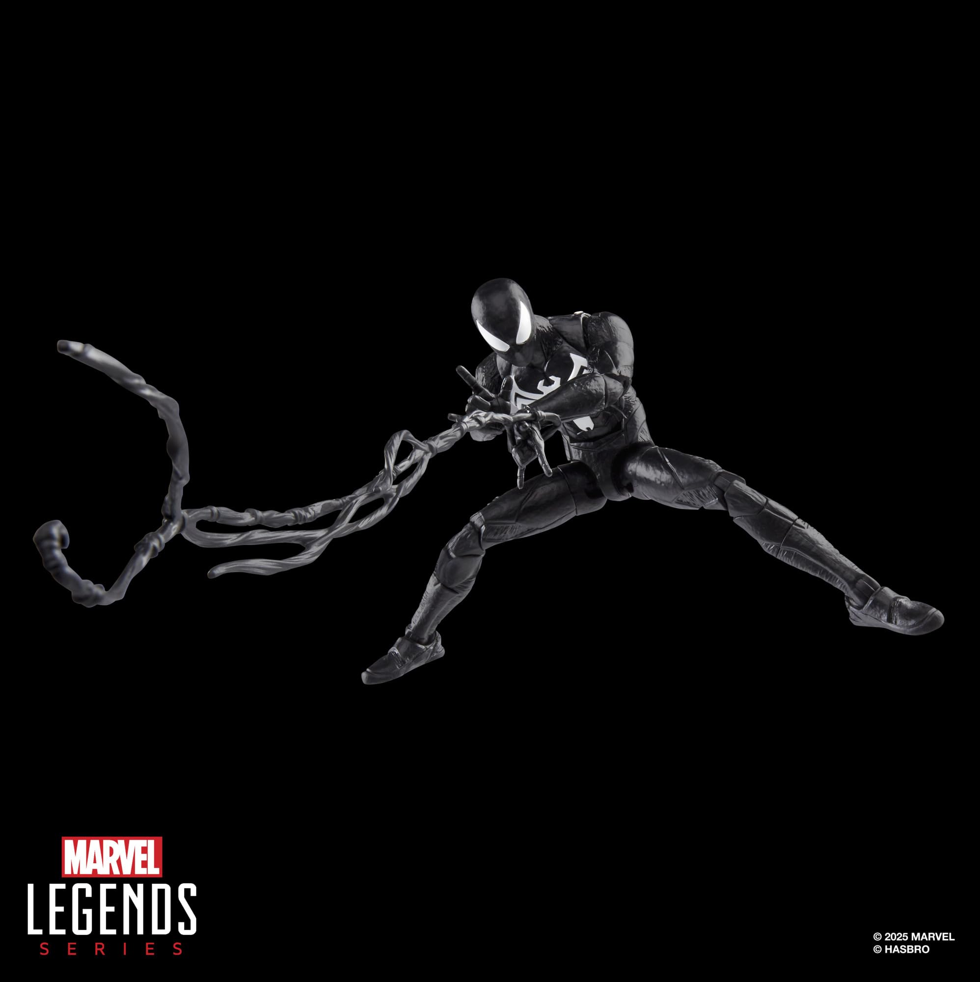 Marvel Legends GamerVerse Peter Parker Black Suit close-up highlights premium deco