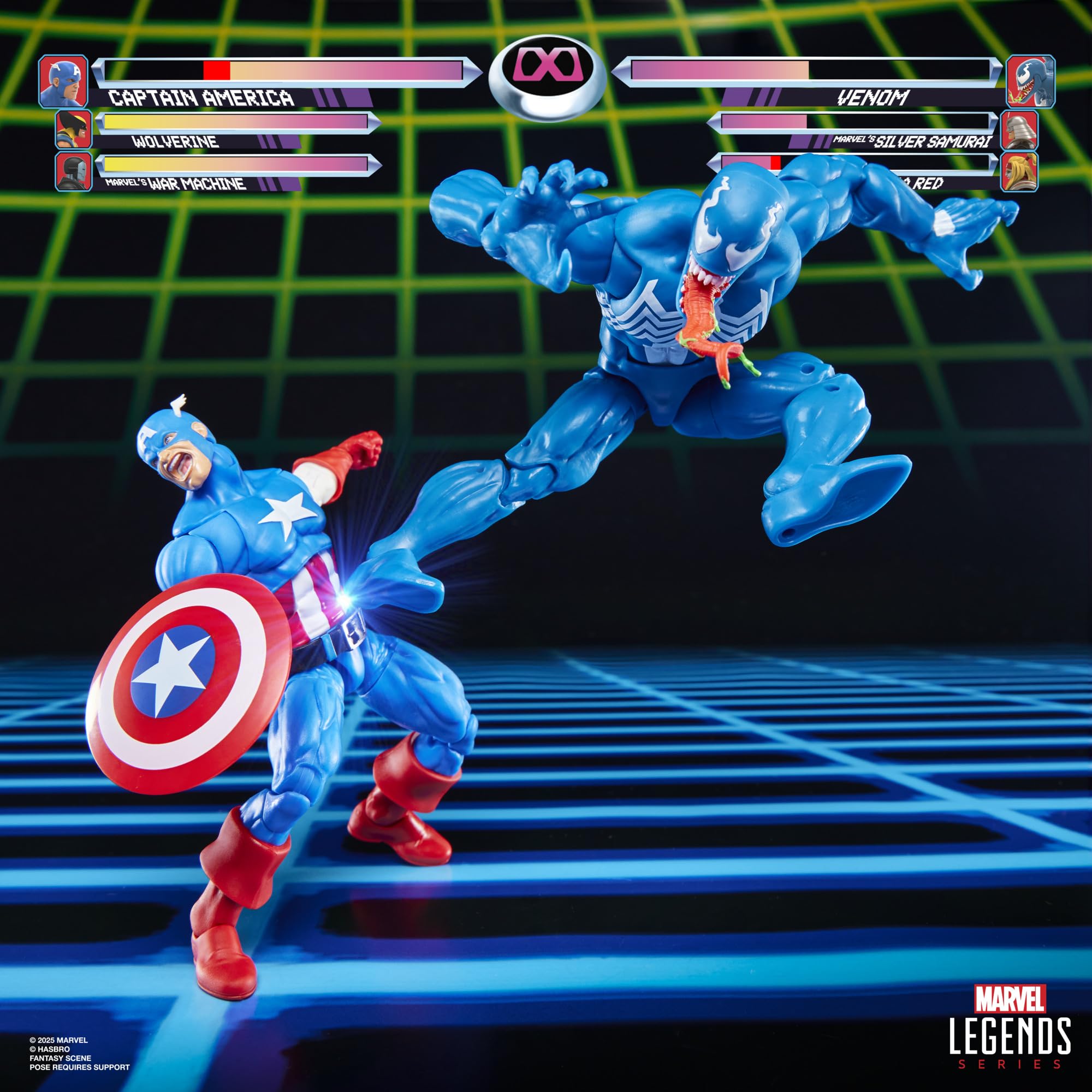 Shield power FX accessory enhances action poses for Marvel Legends Gamerverse.