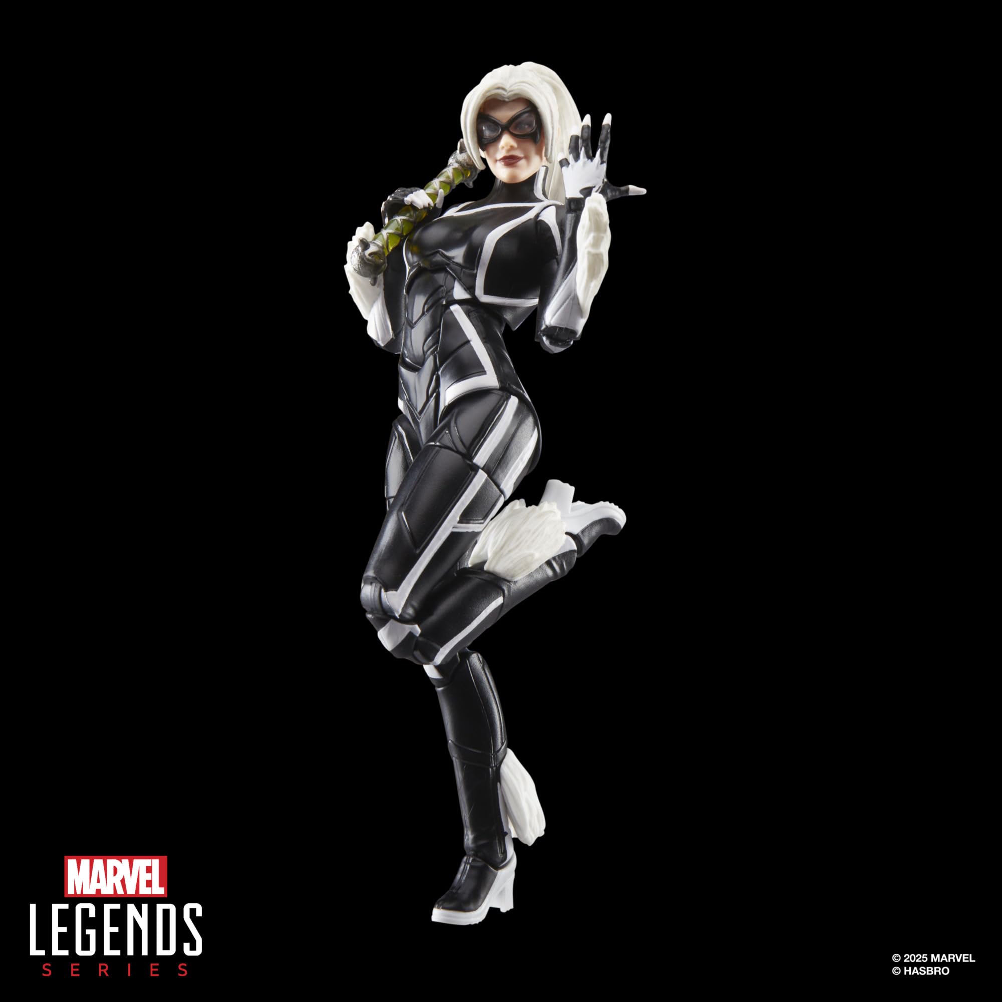 Marvel Legends Black Cat figure back angle showing detailed sculpt and deco