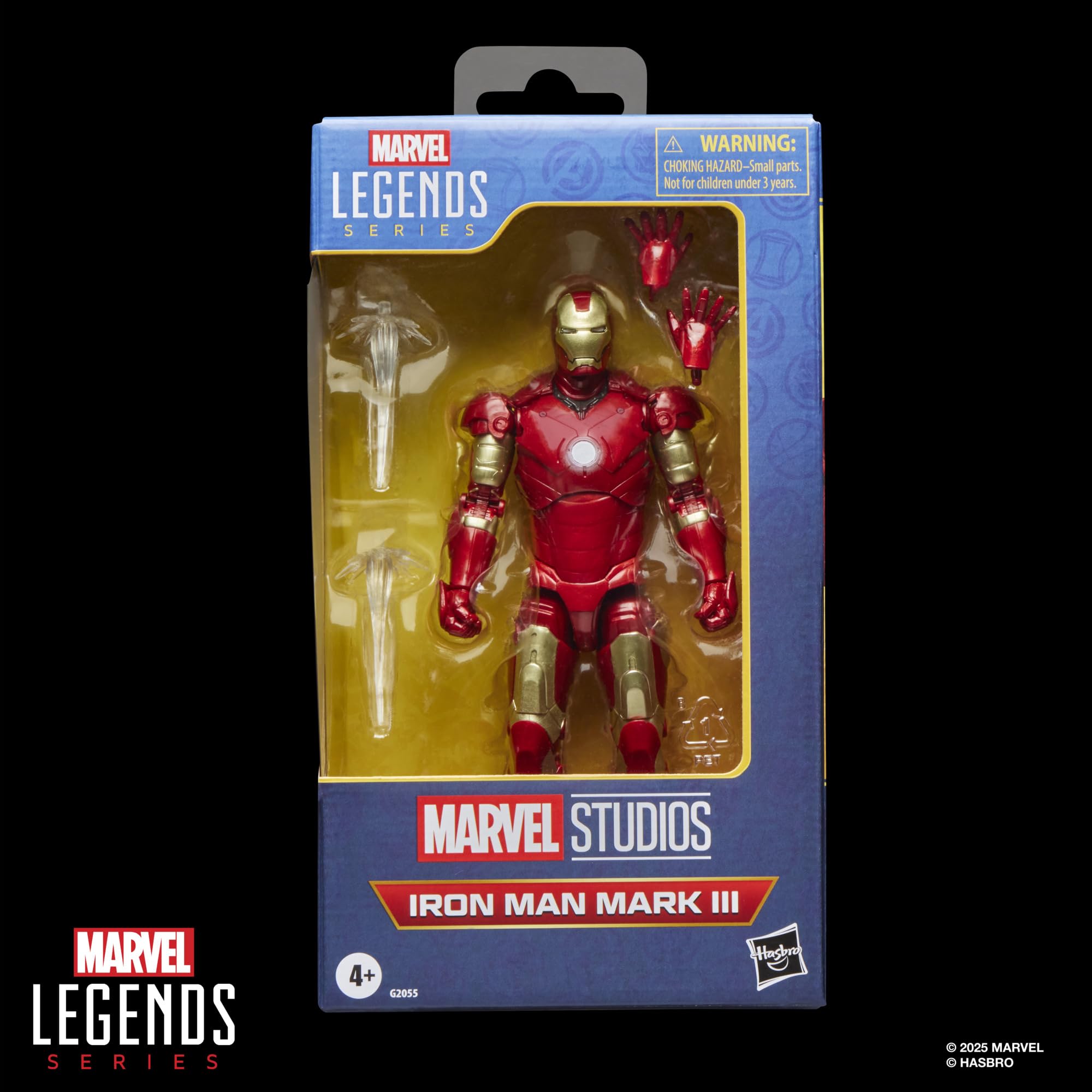 Window box Marvel Legends Iron Man Mark III figure ready for shelf display