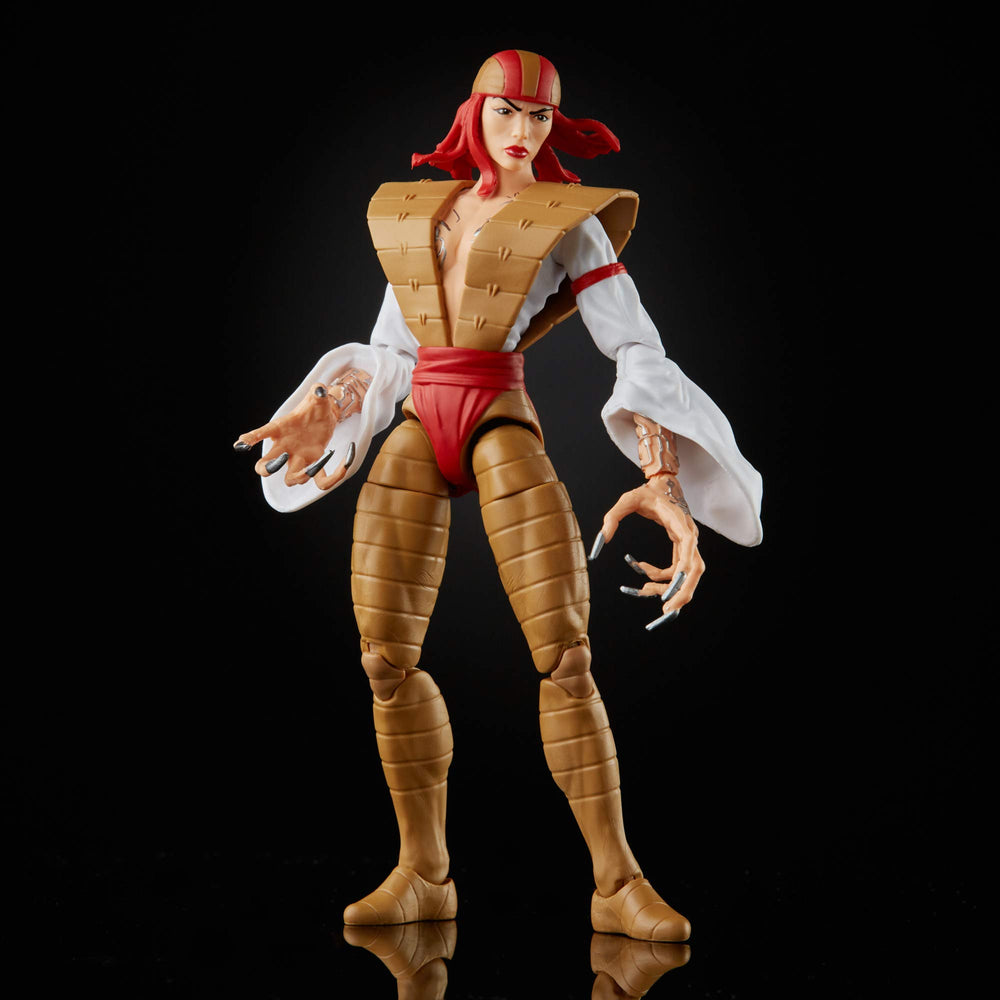 Marvel Legends Lady Deathstrike figure articulation range on wrists and elbows.