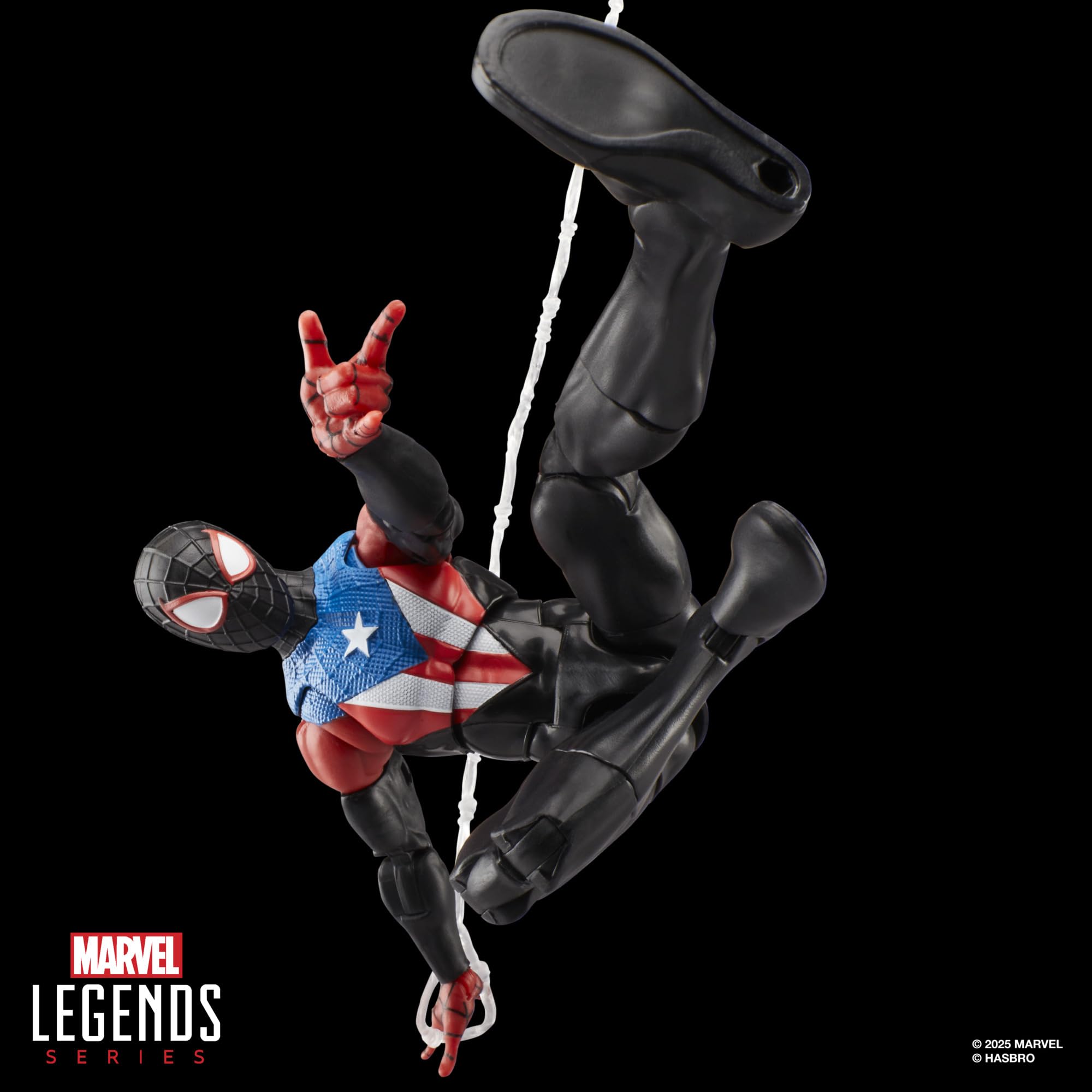 Marvel Legends web-slinging attachment ideal for heroic action poses.