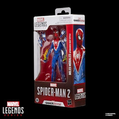 Marvel Legends Miles Morales figure with spider symbol close-up.