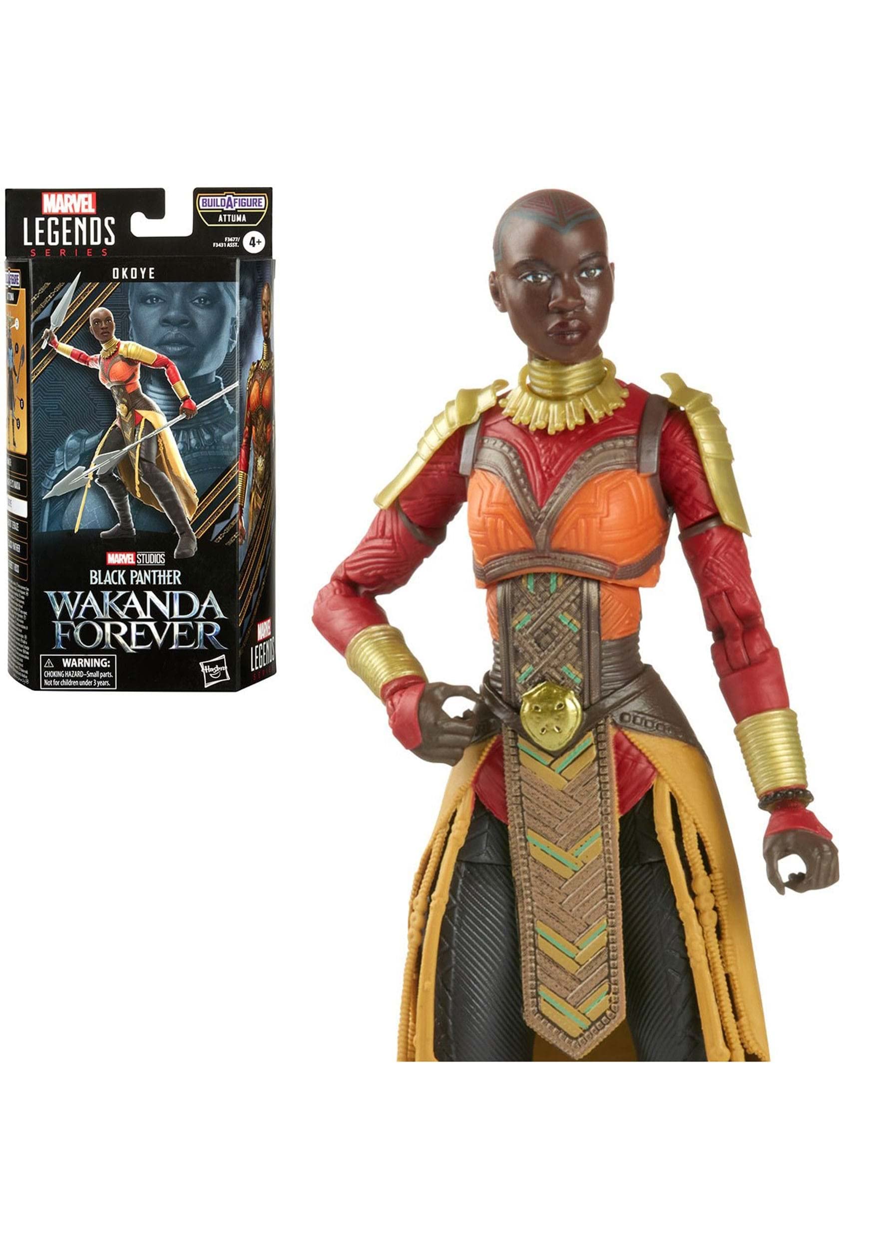 Marvel Legends Okoye 6-inch figure front view for display and poseability