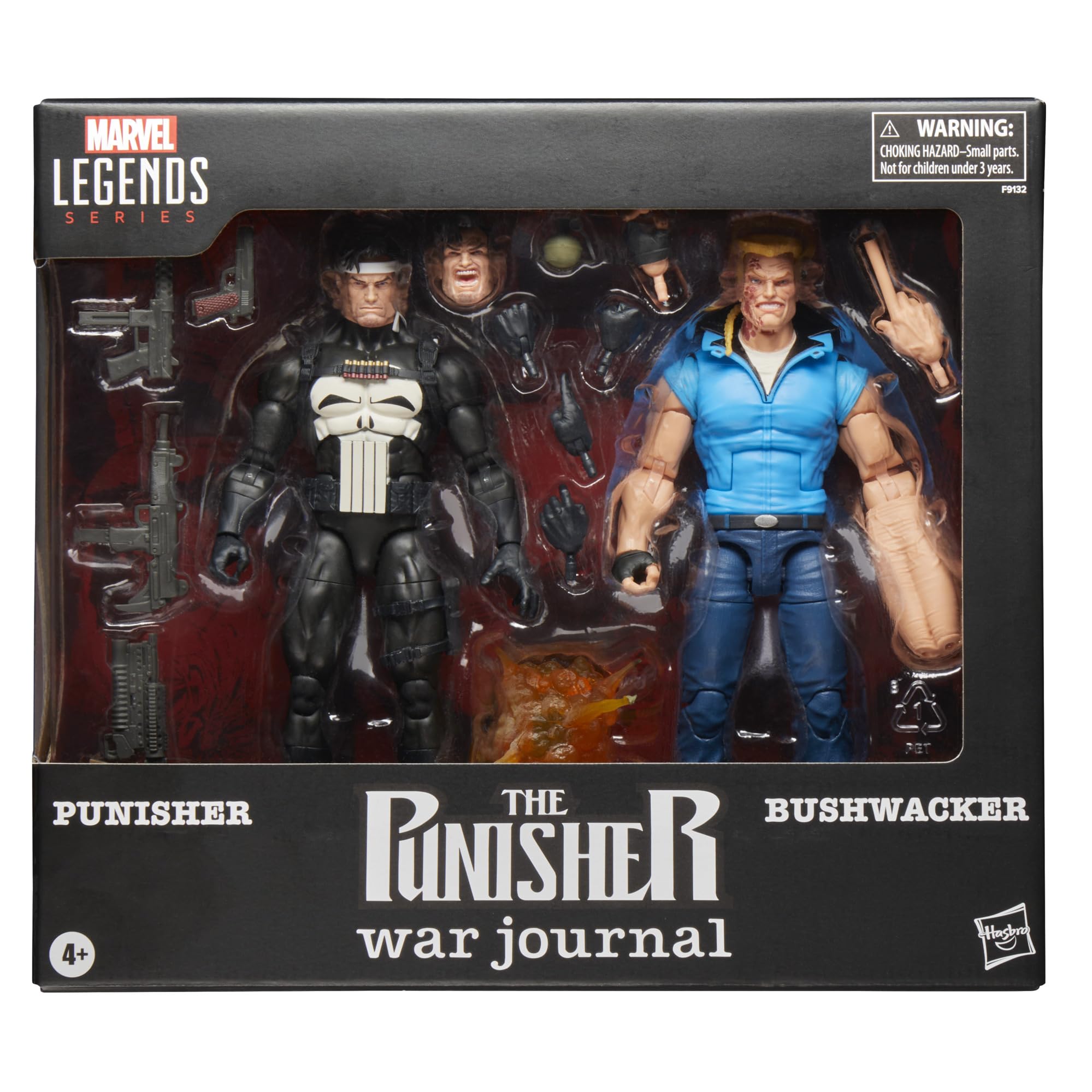 Marvel Legends Punisher and Bushwacker back view showing articulation and detail.