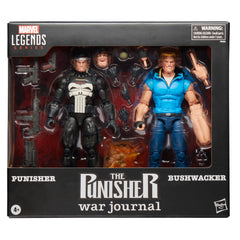 Marvel Legends Punisher and Bushwacker back view showing articulation and detail.