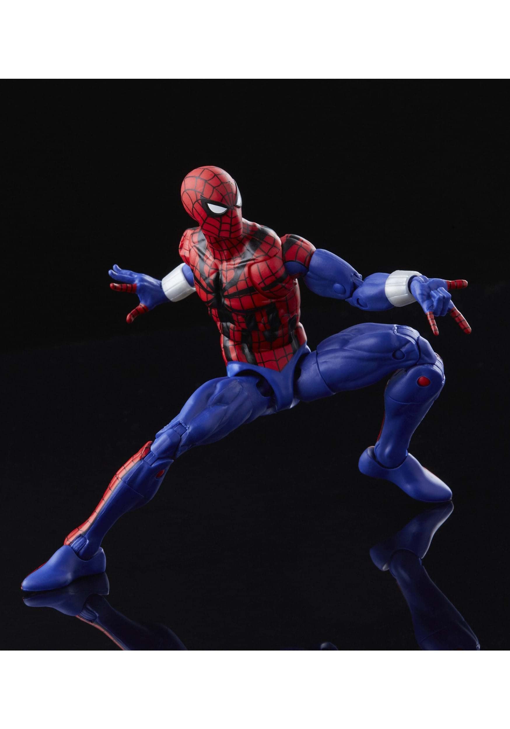 Display-ready Marvel Legends Spider-Man Ben Reilly figure on shelf