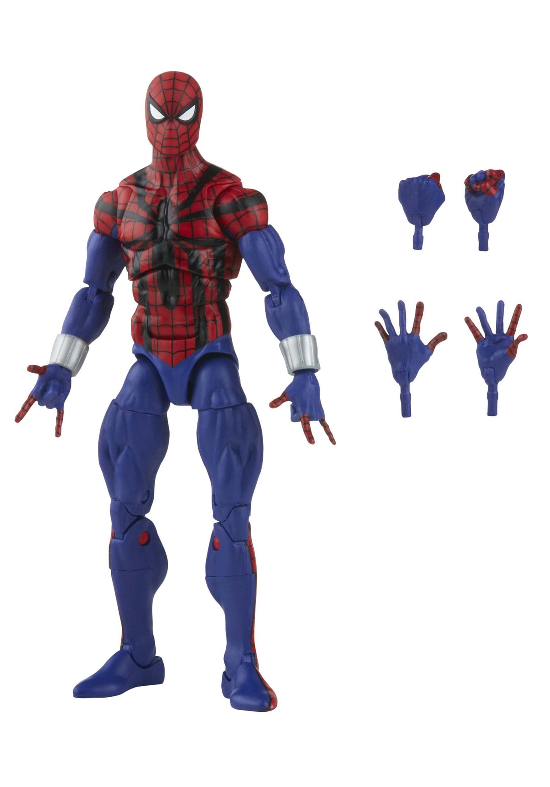 Close-up of Marvel Legends Spider-Man Ben Reilly sculpt and deco details