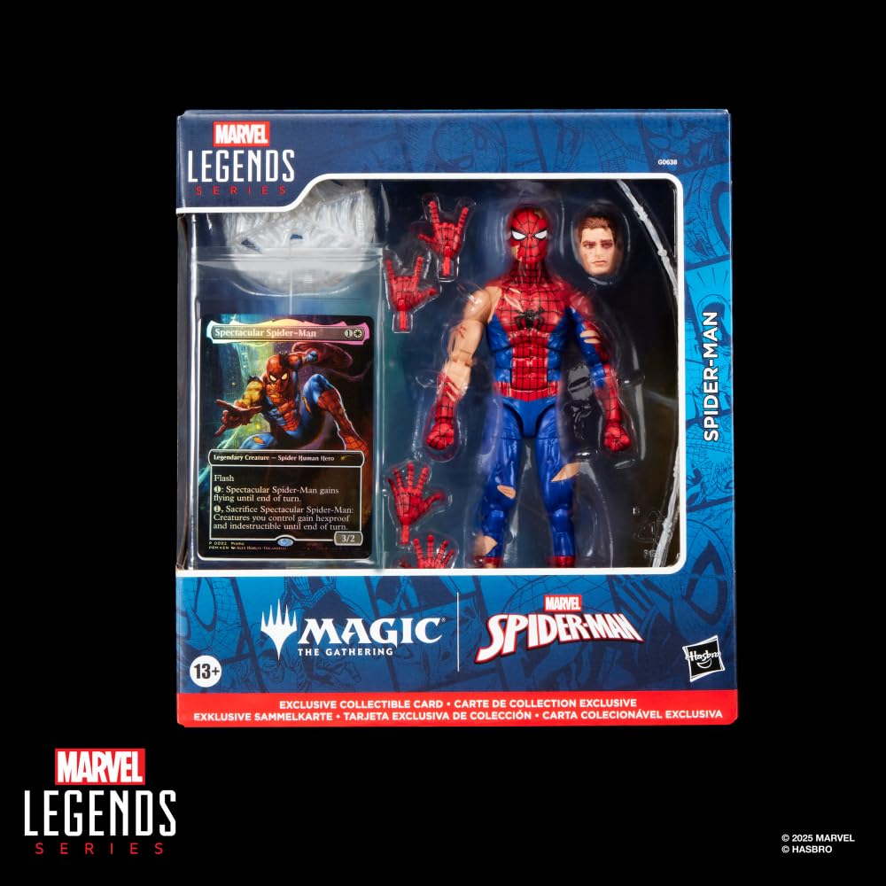 Marvel Legends Spider-Man poseable figure enables dynamic action poses on your shelf.
