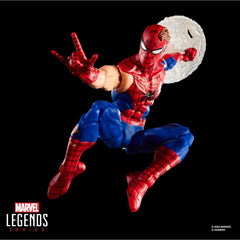 Marvel Legends Spider-Man web shield accessory enhances display variety.