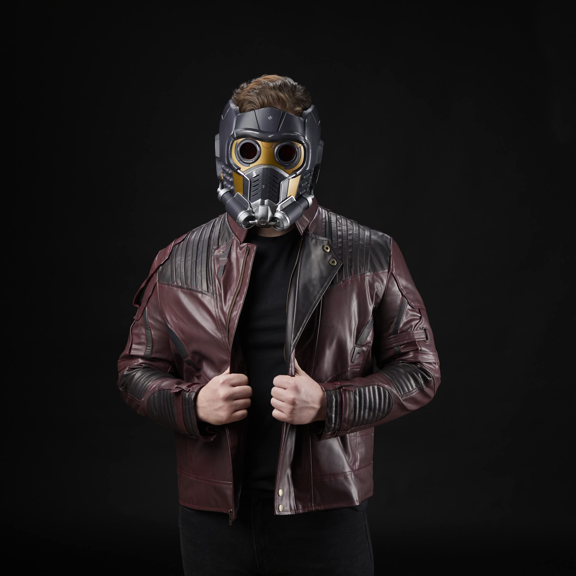 Marvel Legends Star-Lord helmet HUD visuals create a futuristic ambiance