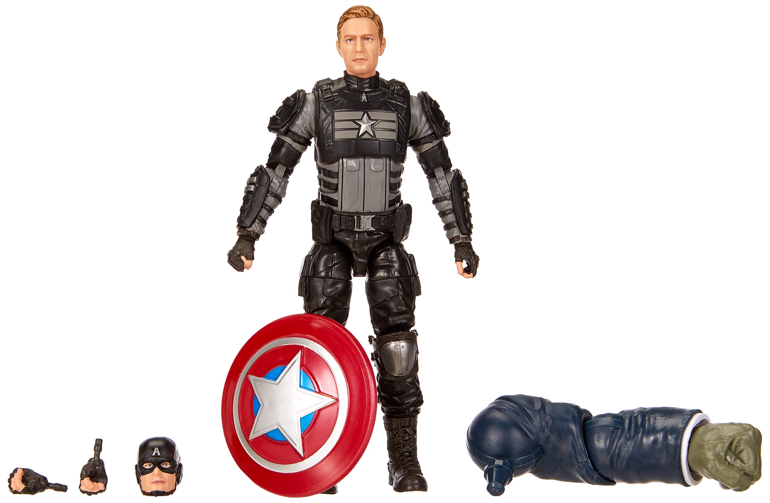 Marvel Legends Stealth Captain America figure front view for dynamic posing and display