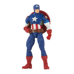 Marvel Legends Captain America shield accessory highlighting display versatility.