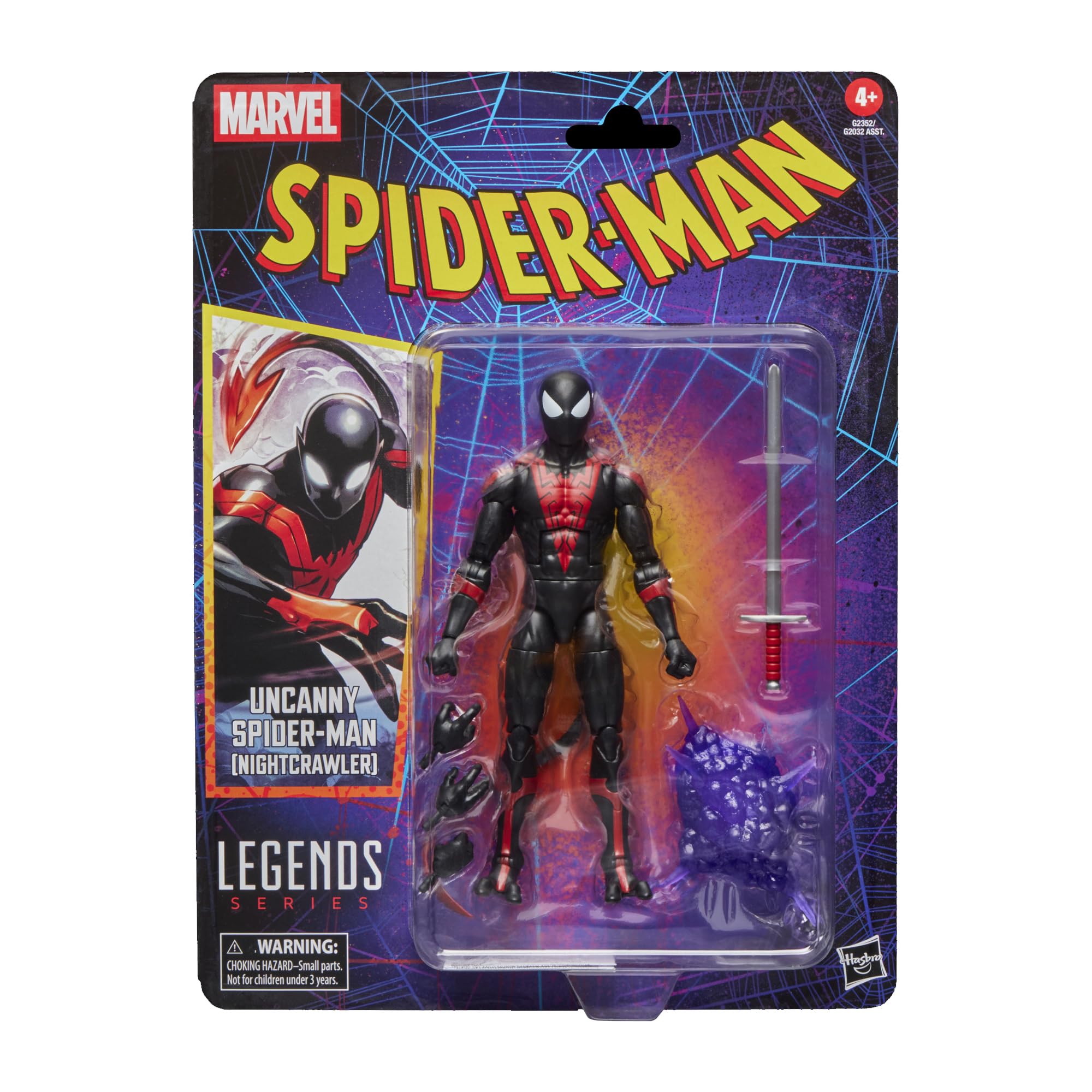 Marvel Legends Uncanny Spider-Man Nightcrawler front view for display-ready posing