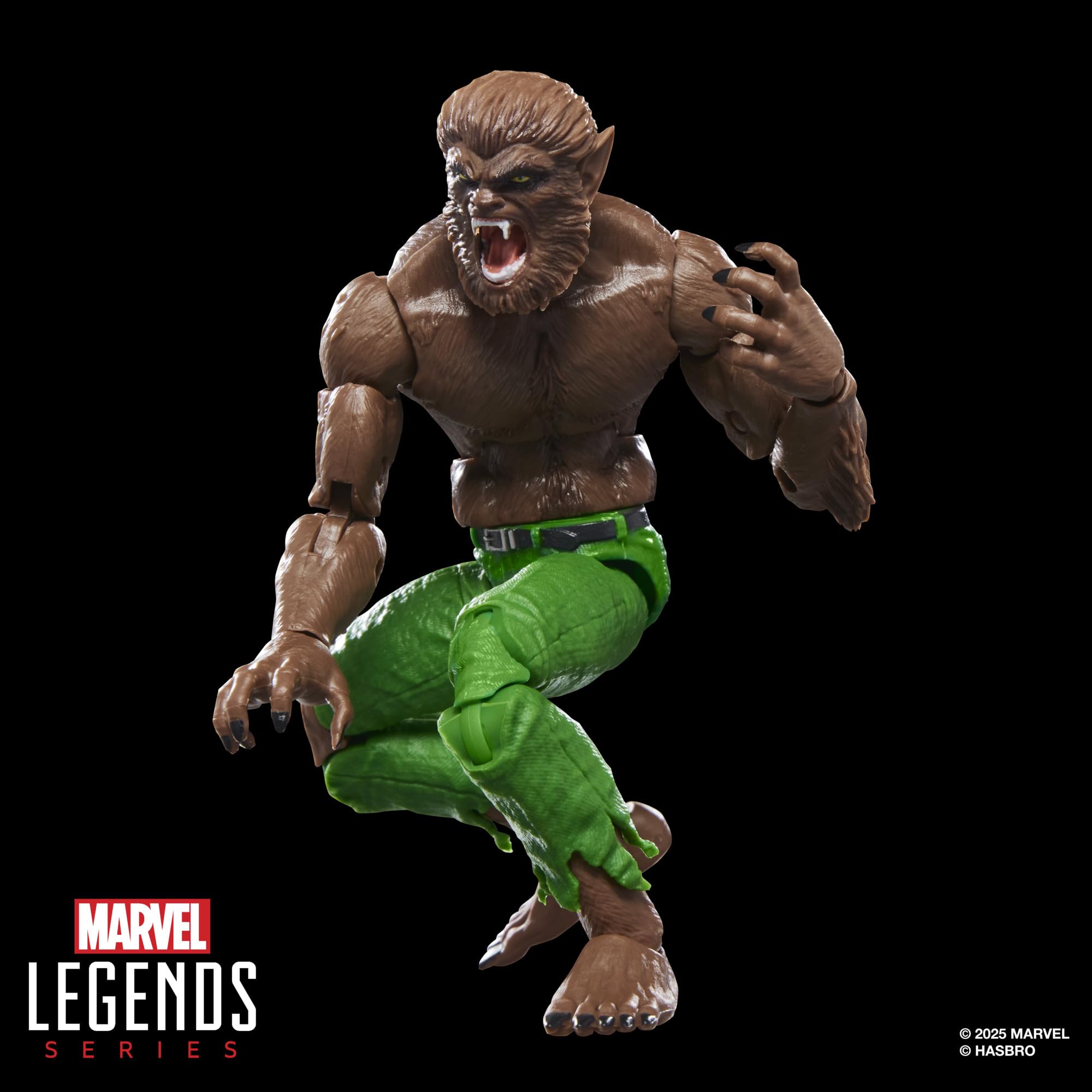 Marvel Legends Werewolf by Night poseable head and arms enable varied display options.