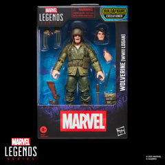 Marvel Legends Wolverine WWII Logan comics-inspired deco enhances display.