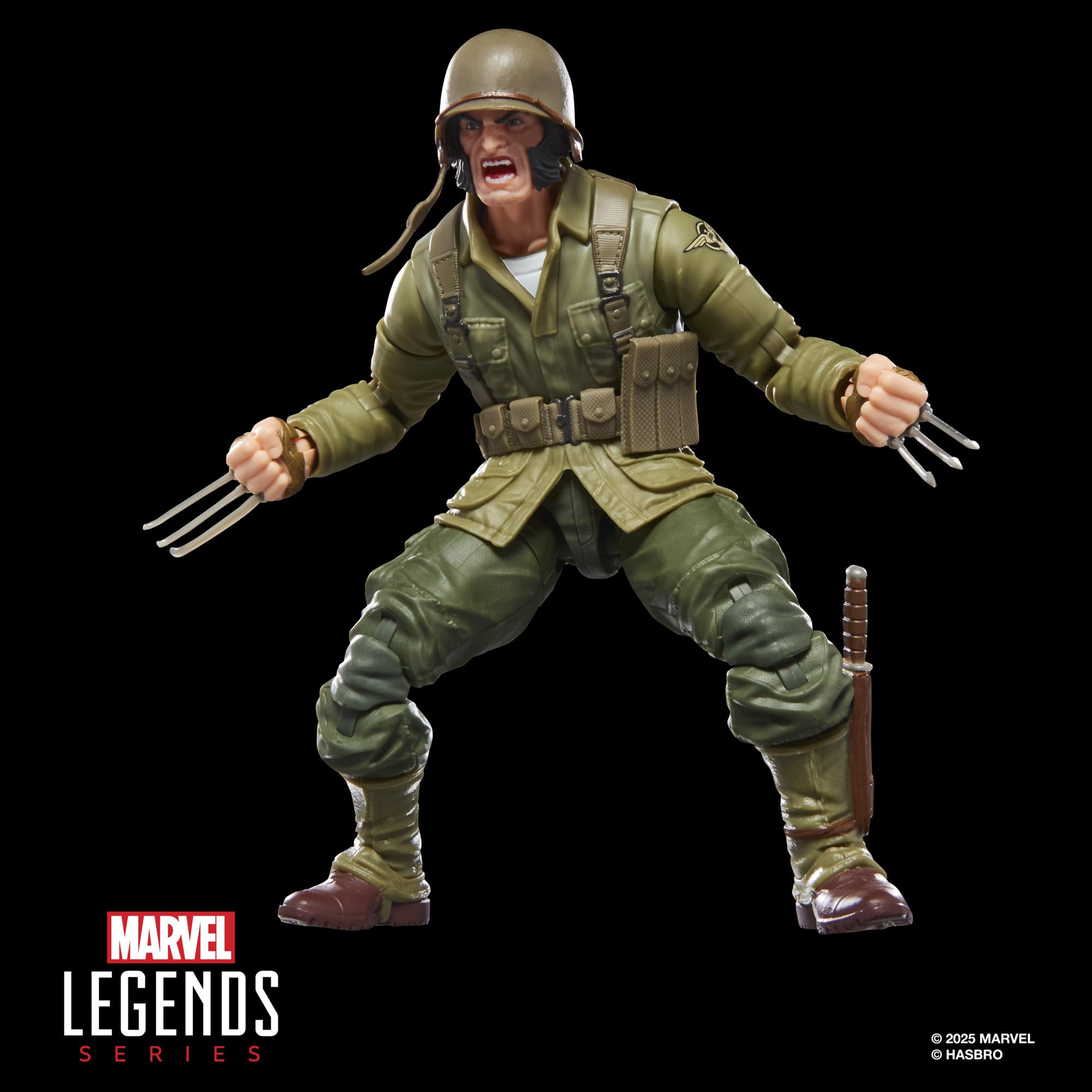 Marvel Legends Wolverine WWII Logan window box packaging showcases premium deco.