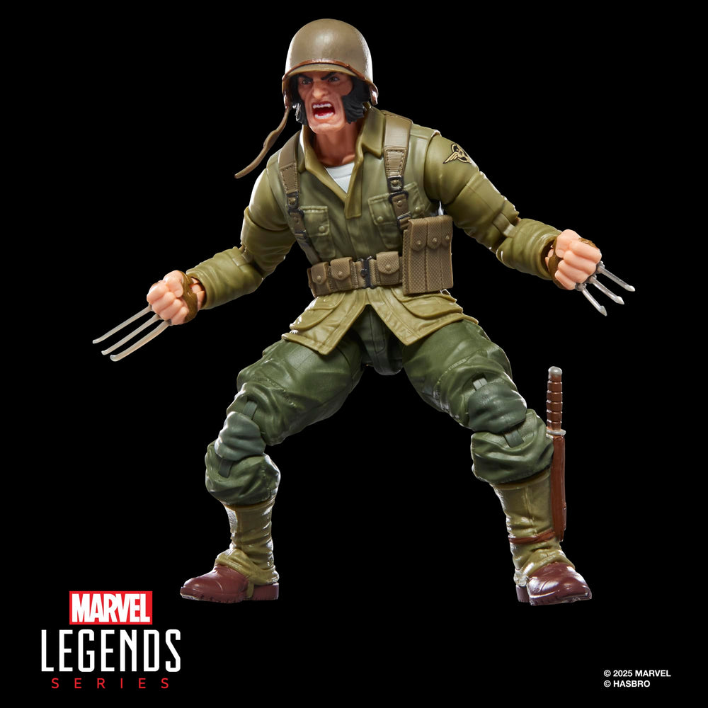 Marvel Legends Wolverine WWII Logan window box packaging showcases premium deco.