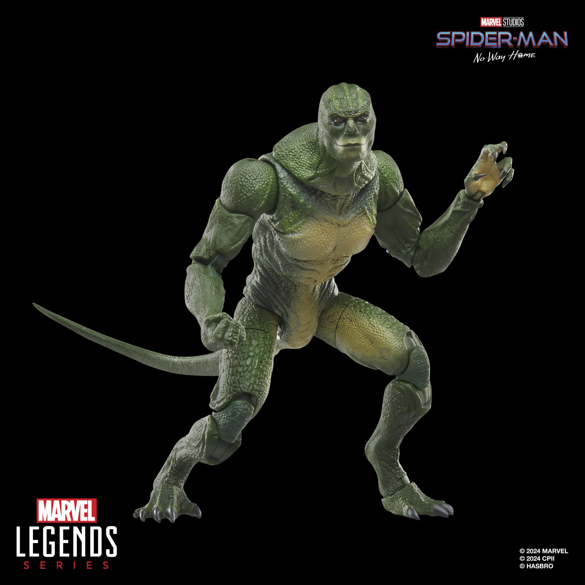 Marvel Legends Lizard shown in a movie-inspired collection display