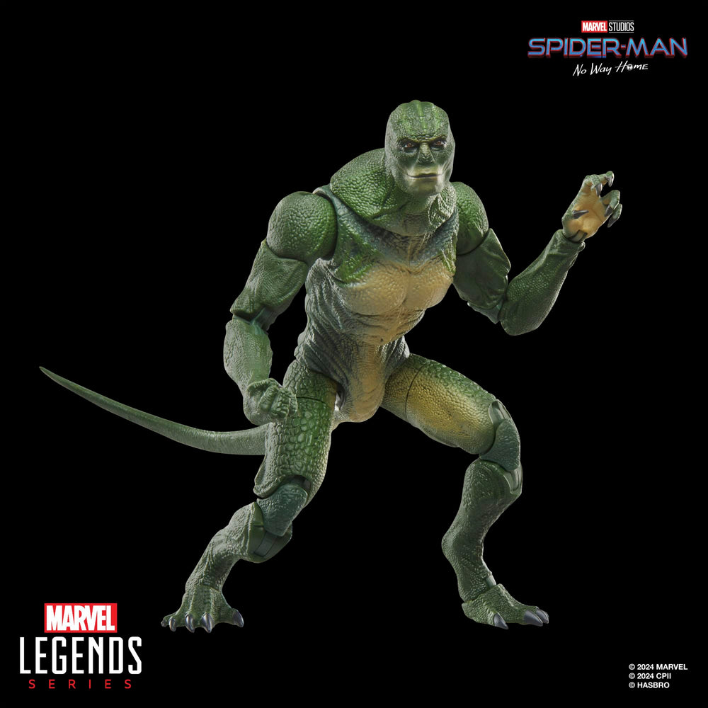 Marvel Legends Lizard shown in a movie-inspired collection display