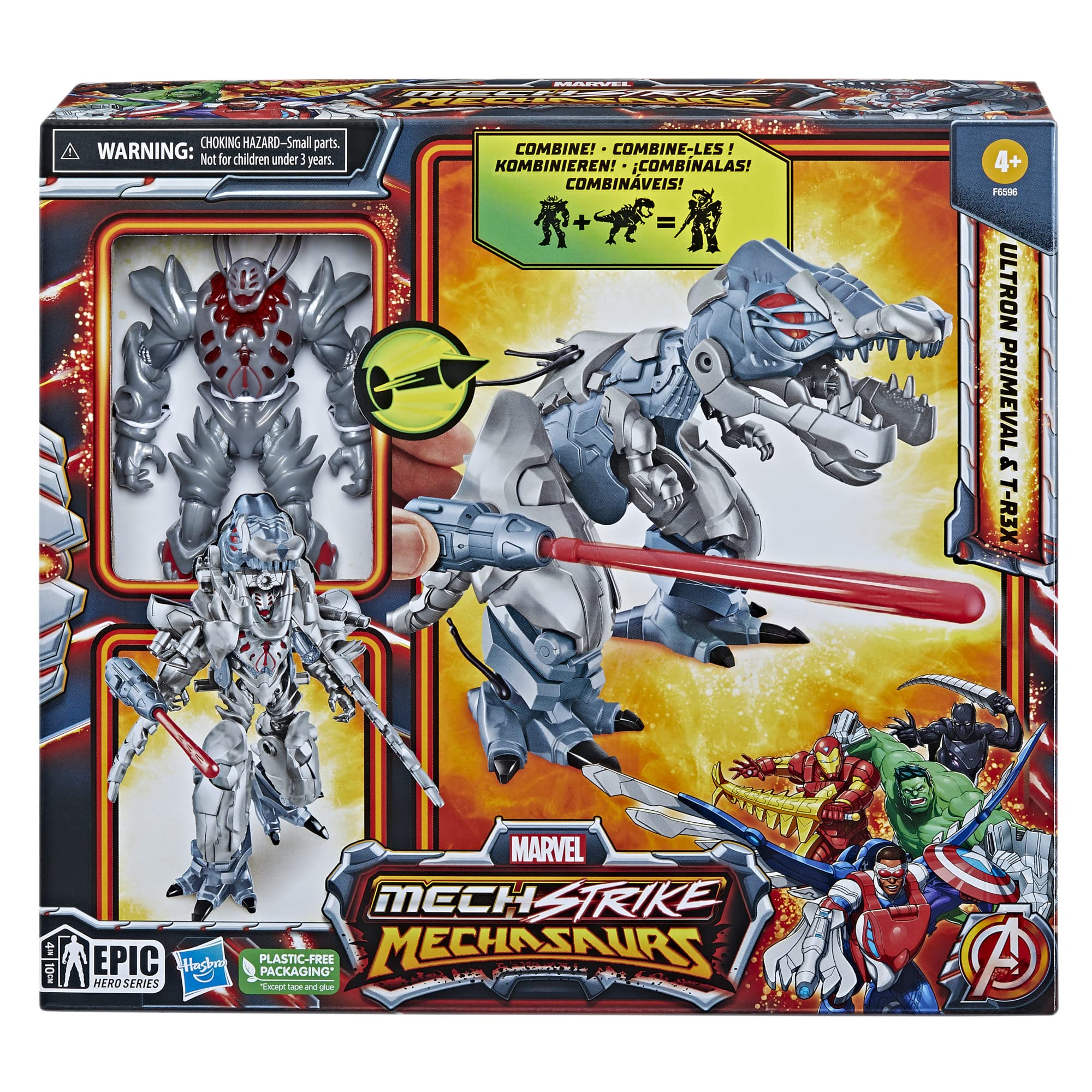 Marvel Mech Strike Mechasaur 9 articulation points enable dynamic posing.