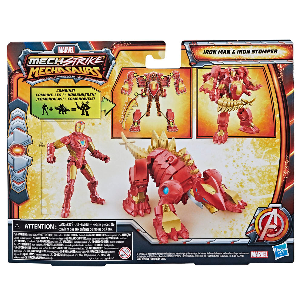 Gift-ready Marvel Mech Strike Mechasaur packaging for fans and kids.