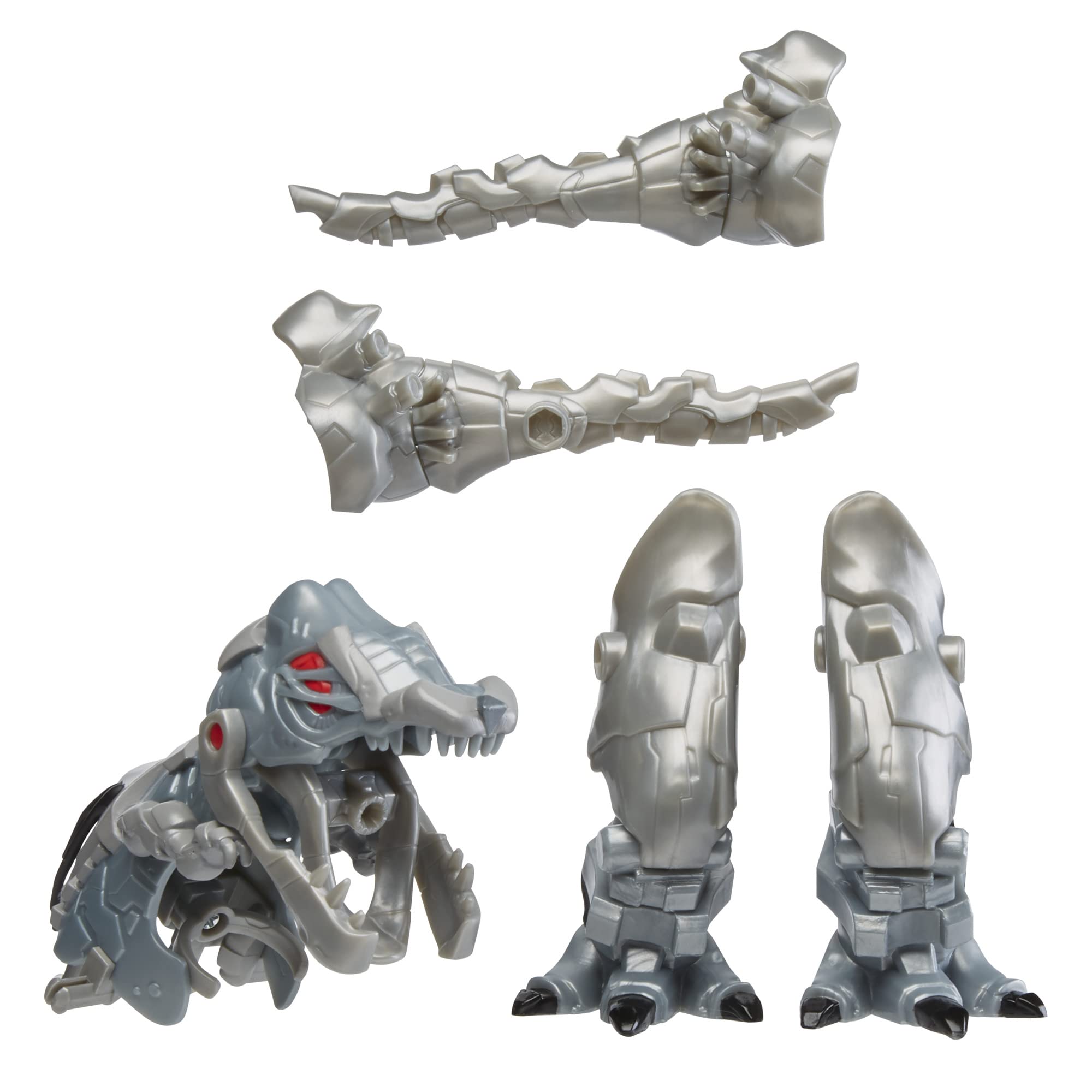 Marvel Mech Strike Mechasaur removable tail pieces serve as Ultron's weapon accessories.