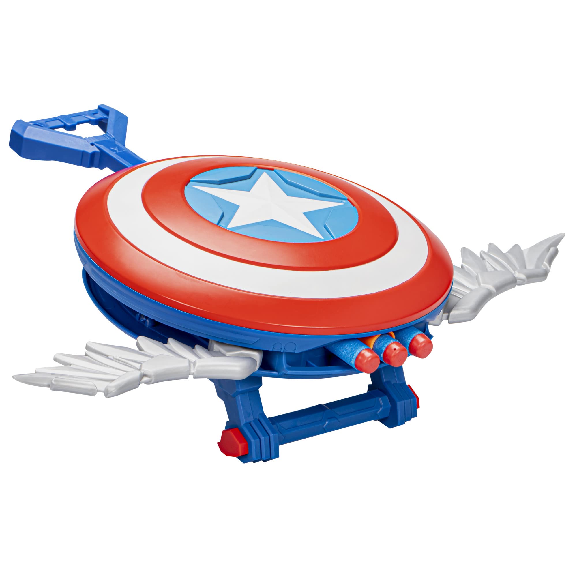 Marvel Mech Strike Mechasaurs Captain America Redwing blaster in action for hero play