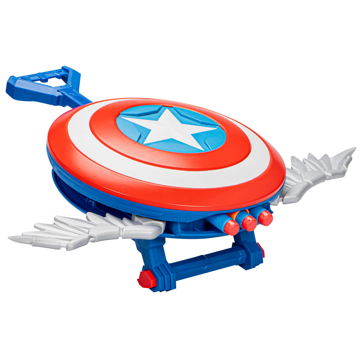 Marvel Mech Strike Mechasaurs Captain America Redwing blaster in action for hero play