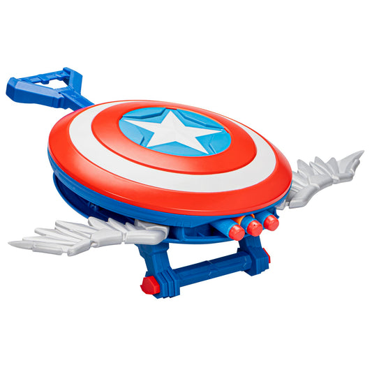 Marvel Mech Strike Mechasaurs Captain America Redwing blaster in action for hero play