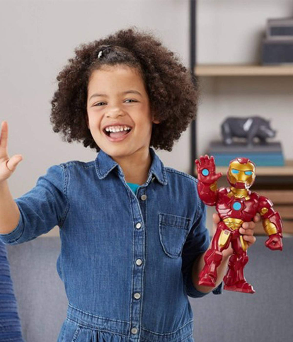 Marvel Iron Man Mega Mighties with three-point articulation enables dynamic poses.
