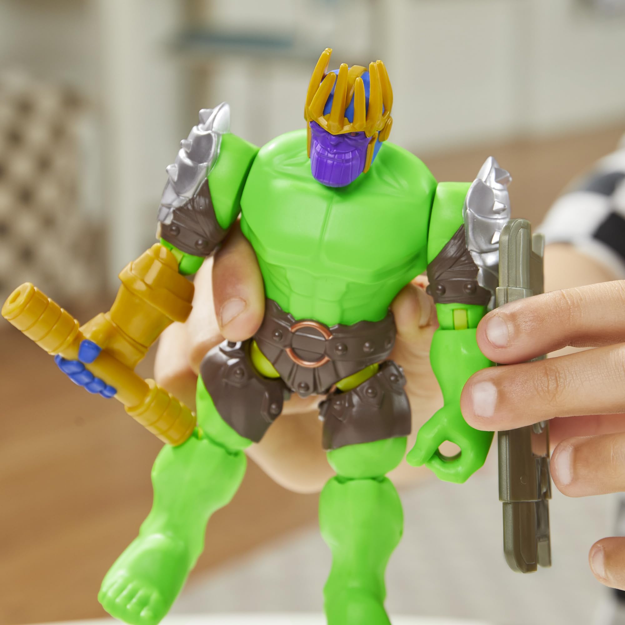 Marvel MixMashers shield accessory enables heroic defense poses.