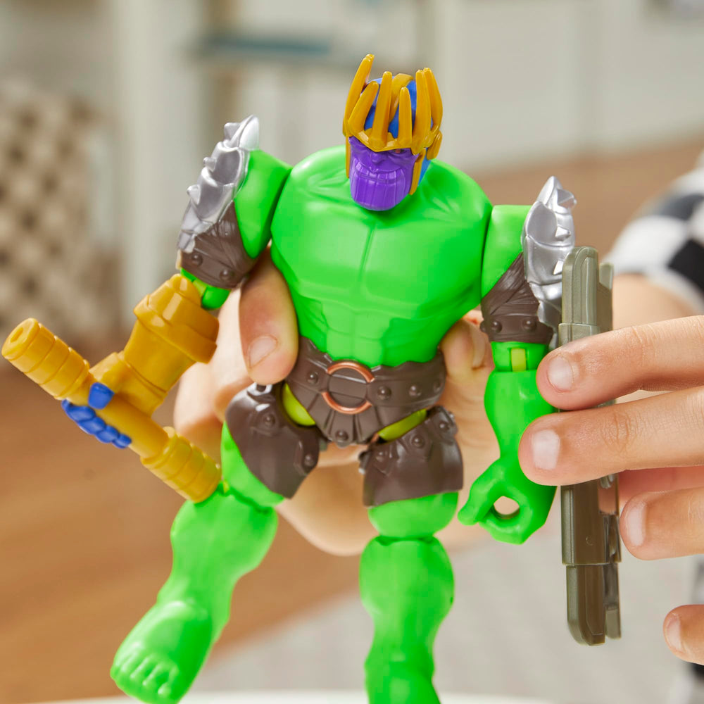 Marvel MixMashers shield accessory enables heroic defense poses.