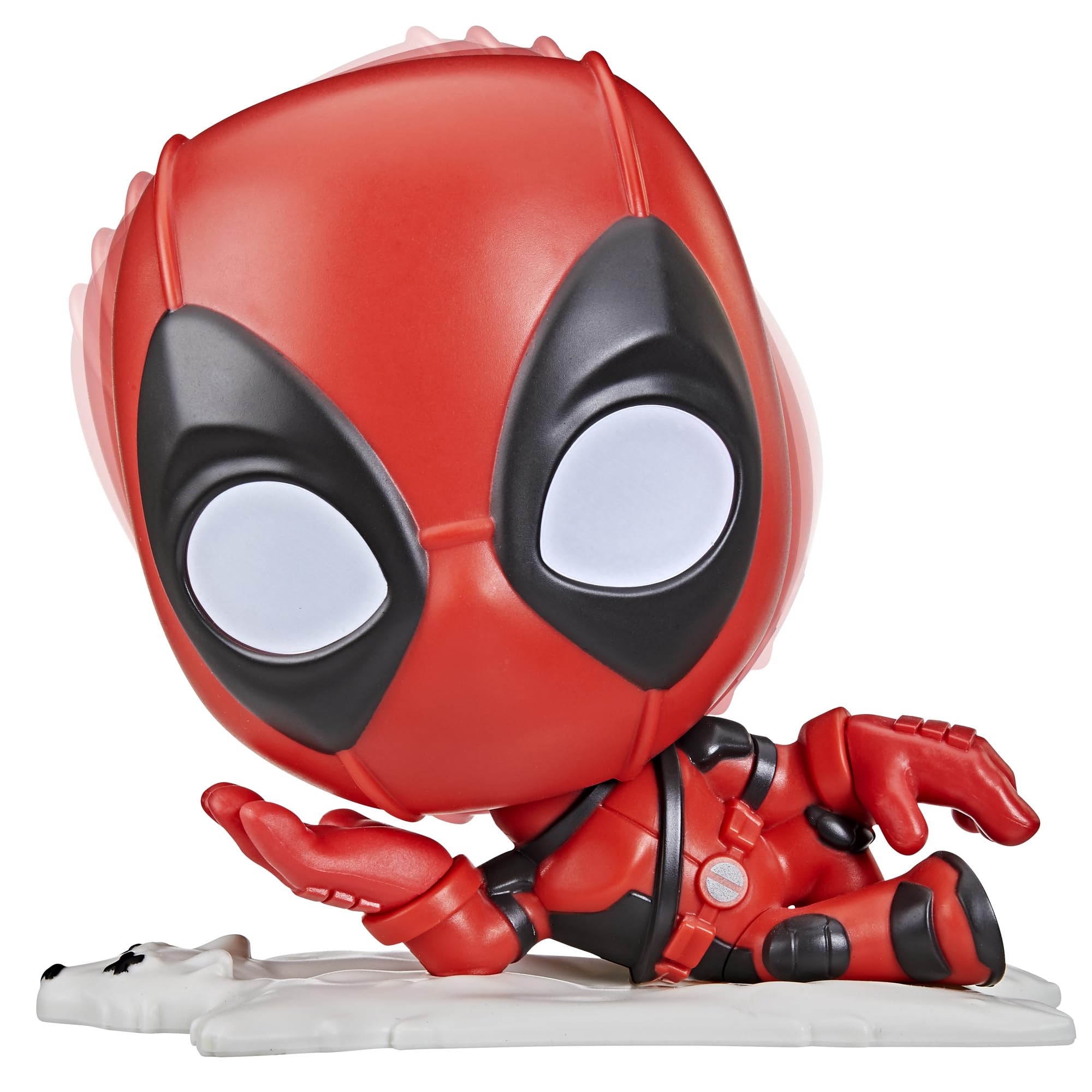 Marvel Motormouth Deadpool eyes light up during snarky delivery.