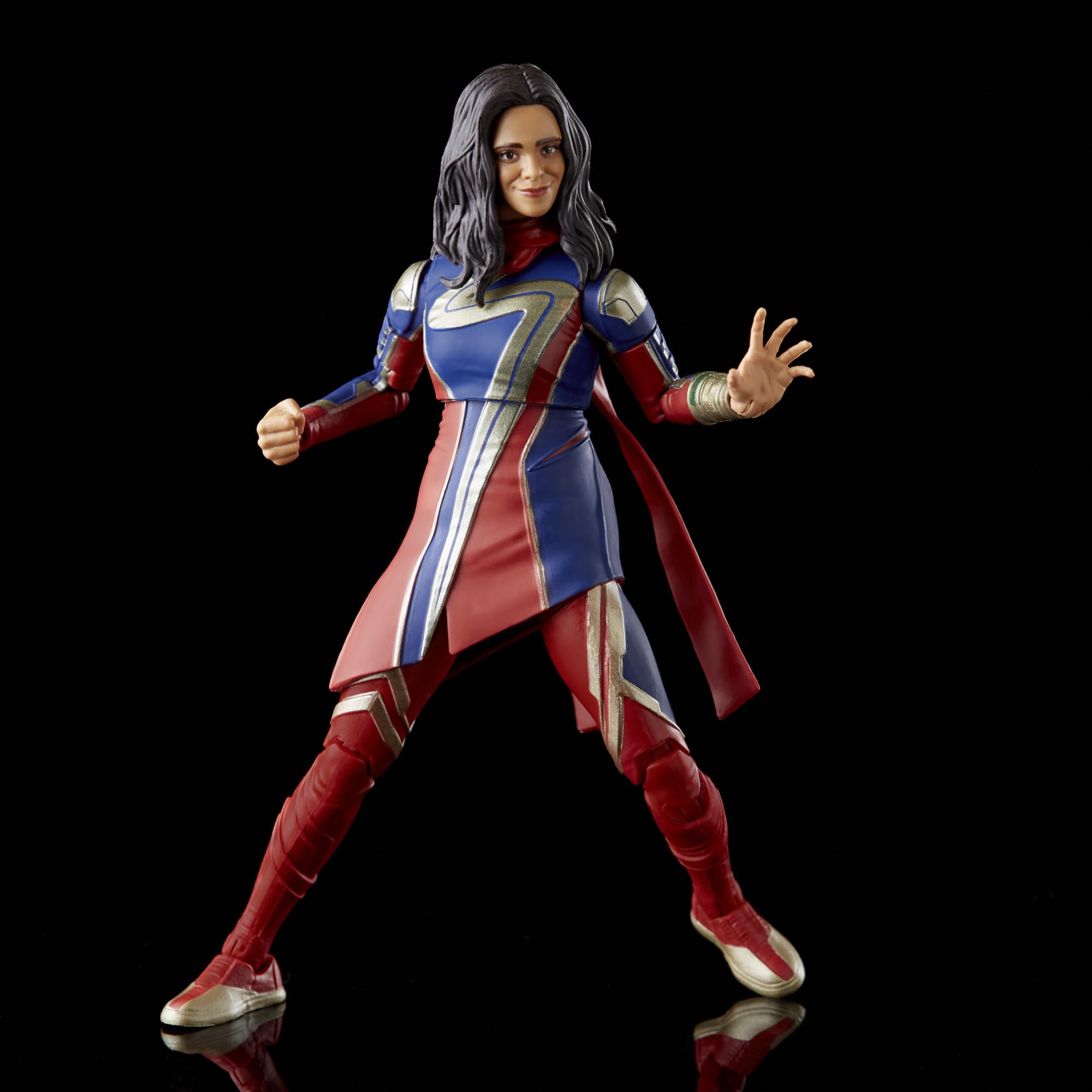 Marvel Ms. Marvel poseable figure ready for shelf display and collection.
