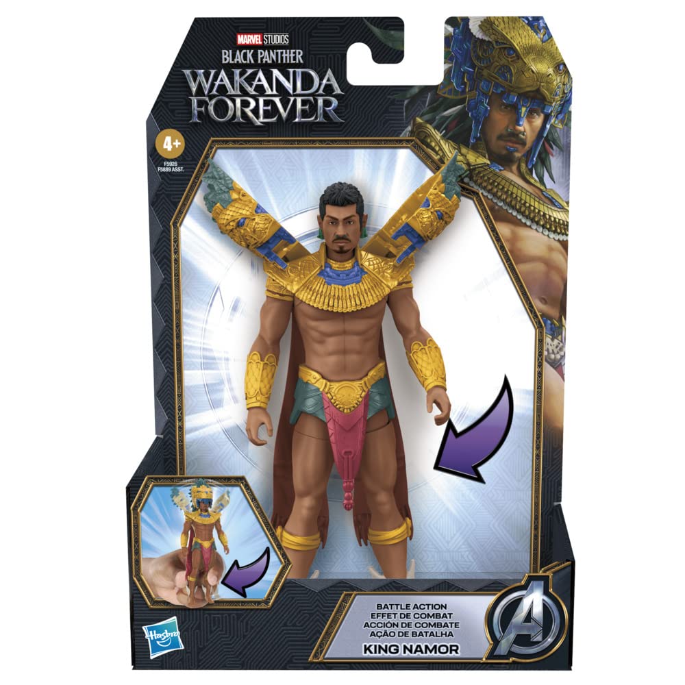 Marvel Namor Battle Action King Namor figure, power-up legs visible, inspiring action-packed play.