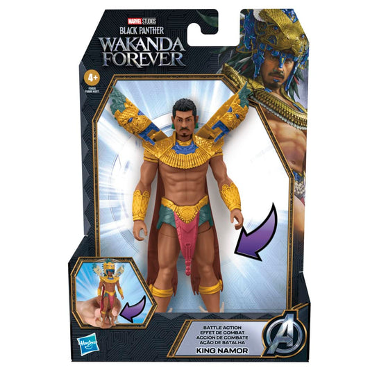 Marvel Namor Battle Action King Namor figure, power-up legs visible, inspiring action-packed play.