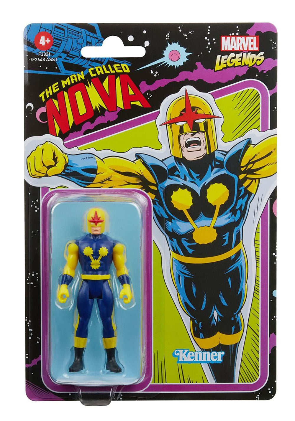 Marvel Nova Retro 375 figure articulation close-up for poseability and shelf presence.