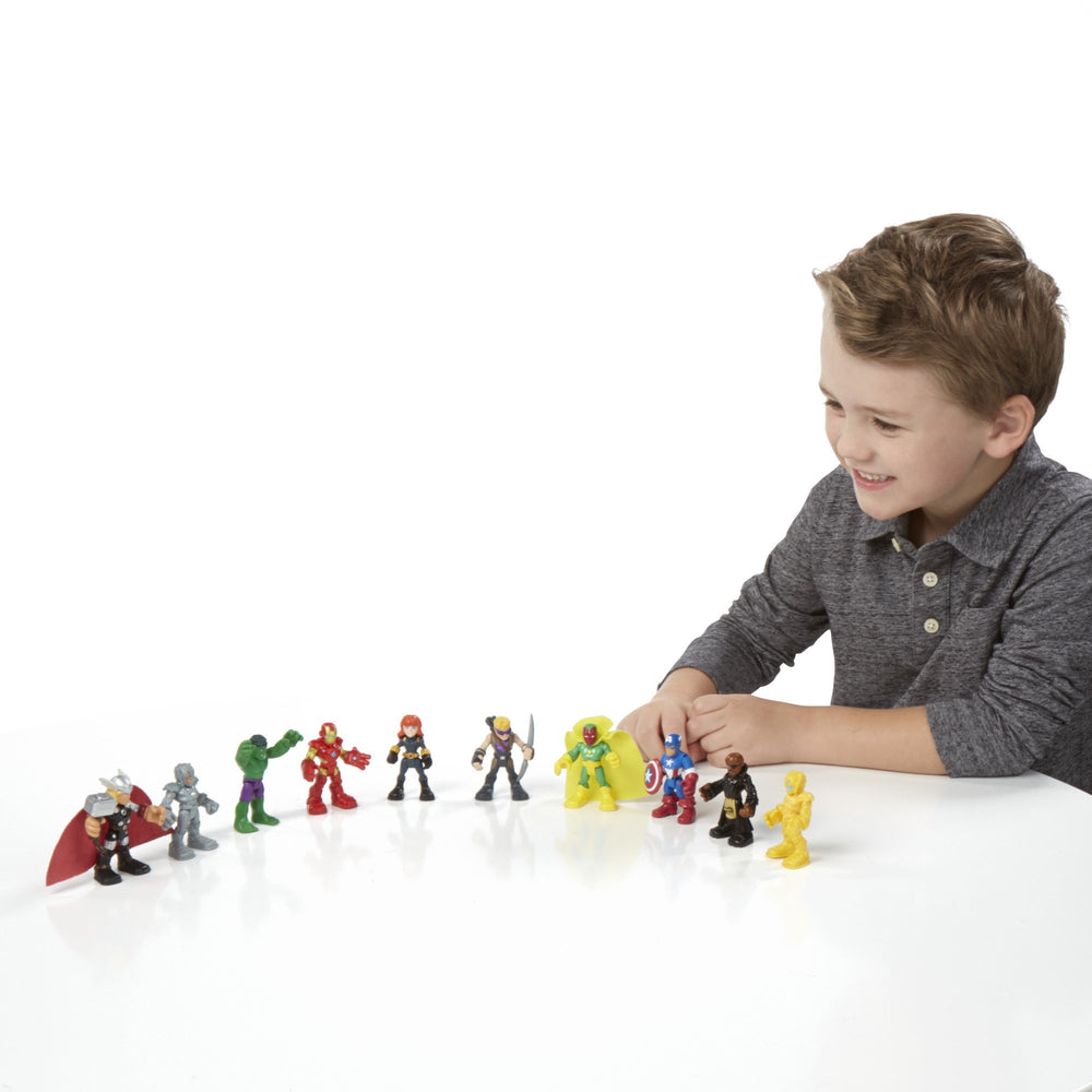 Ensemble pose of Marvel Playskool Heroes figures for group play