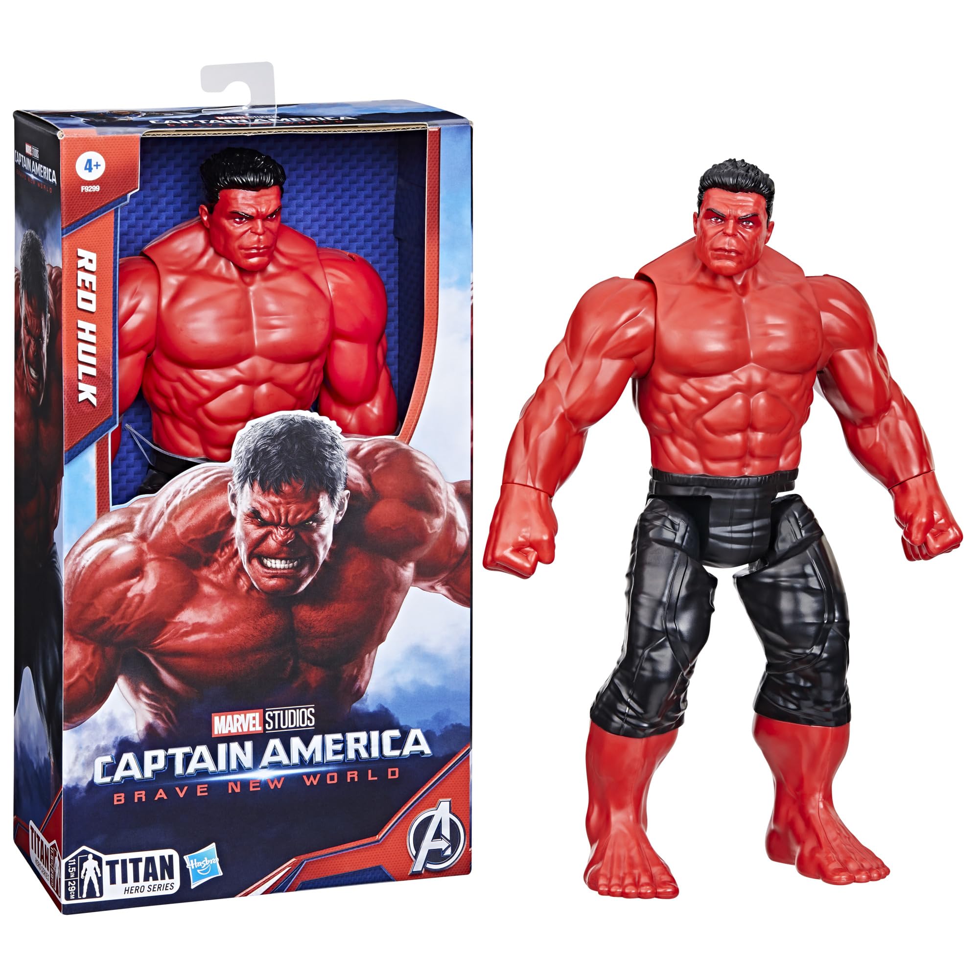 Red Hulk figure in open-window Marvel display box