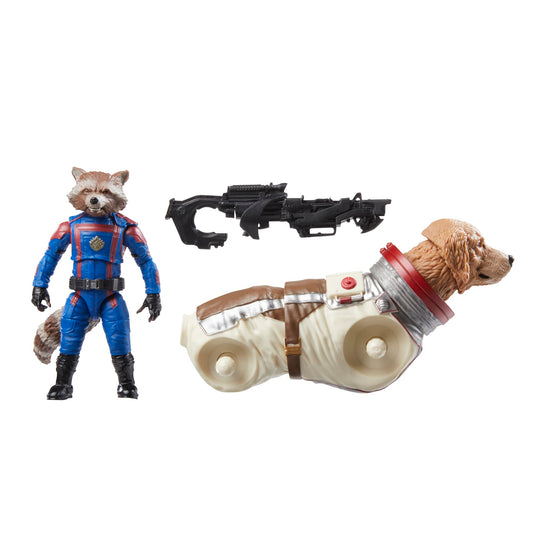 Marvel's Rocket figure front view with dynamic poseability for display and play