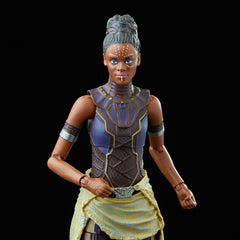 Front view of Marvel Legends Shuri figure with detailed deco.