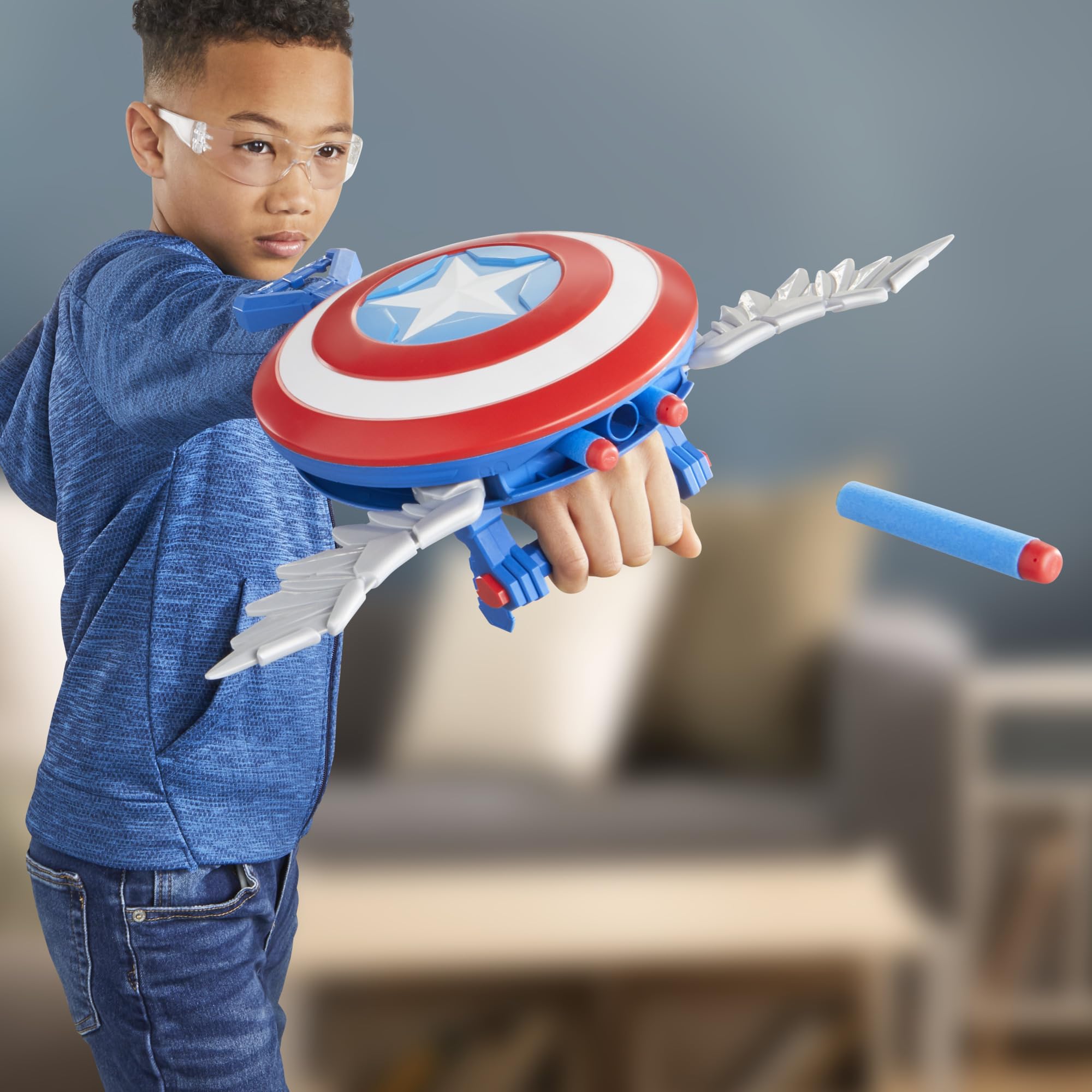 Adjustable wrist strap on Marvel Skyshot Blaster for comfort.