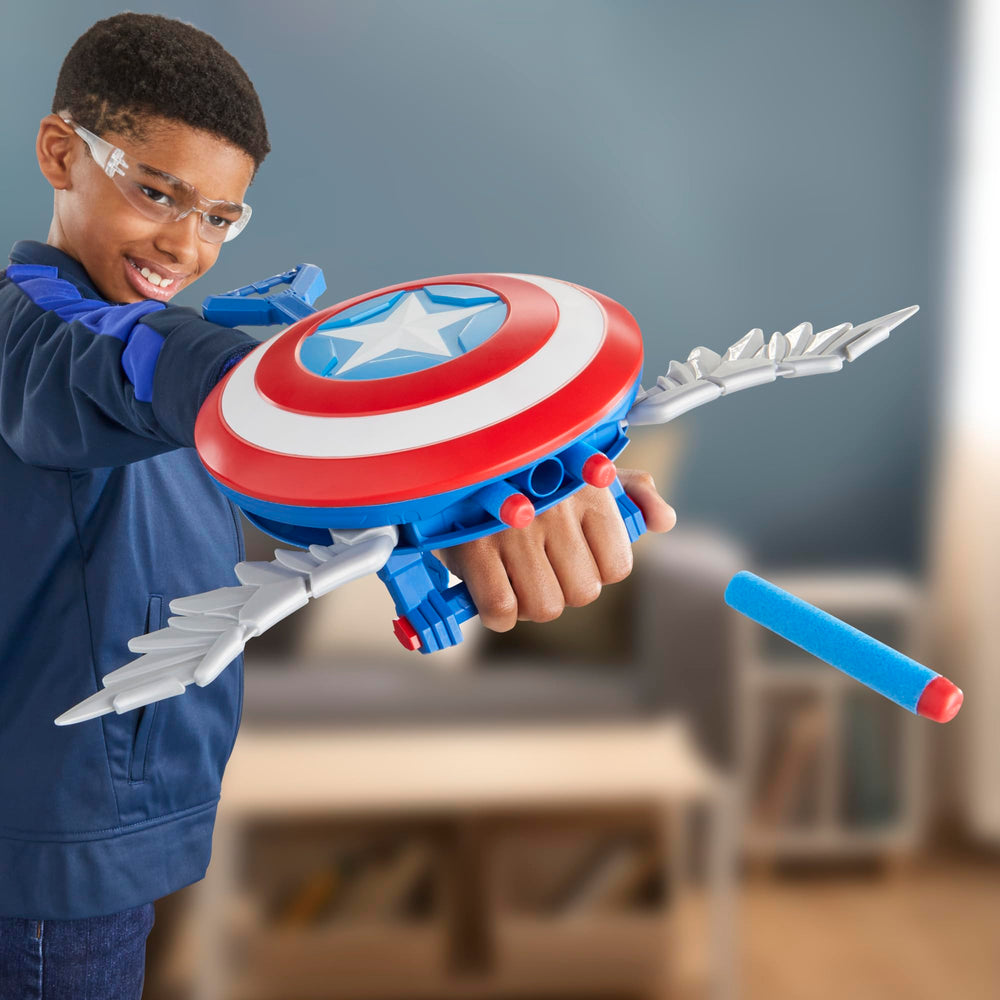 Ambidextrous handle on Marvel Skyshot Blaster for both hands.