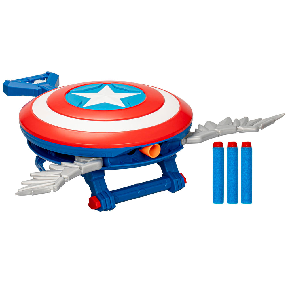 Marvel Skyshot Blaster front view with integrated darts storage.